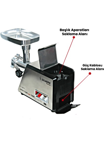 Sılverr Starline Et Kıyma Makinesi 3200 Watt Komple Metal modelleri