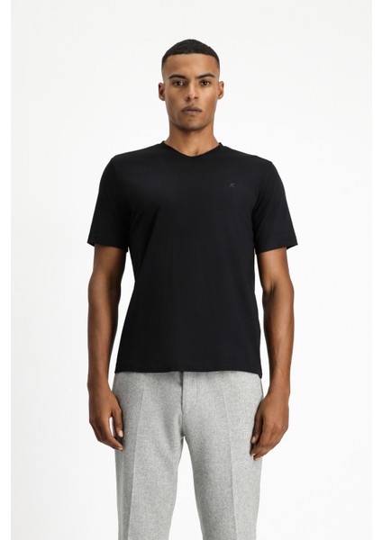V Yaka Slim Fit Dar Kesim Süprem Pamuklu Tişört modelleri