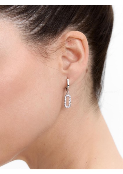 Zirkon Taşlı Halka Küpe