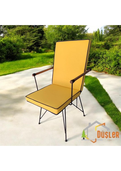 Sarı Renkli Lacivert Biyeli Sırtlı Sandalye Minderi 5 cm fiyatları