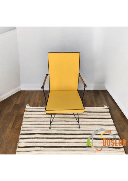Sarı Renkli Lacivert Biyeli Sırtlı Sandalye Minderi 5 cm fırsatları