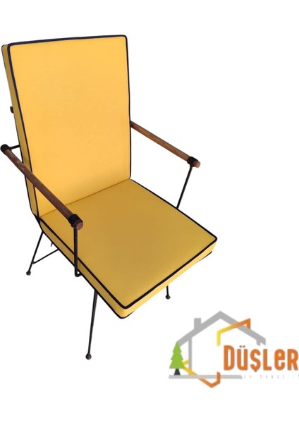 Sarı Renkli Lacivert Biyeli Sırtlı Sandalye Minderi 5 cm indirimleri