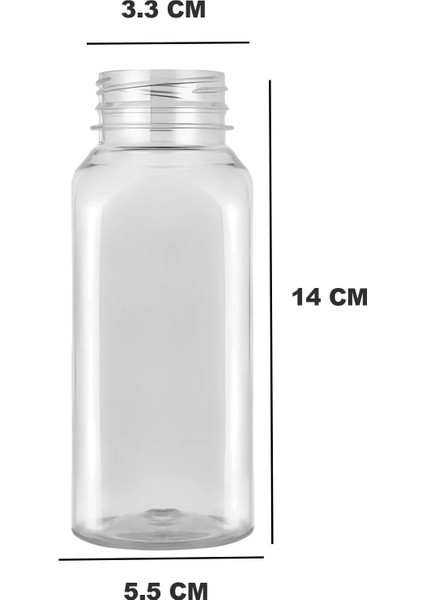 Detoks Kapaklı Kare Pet Şişe 300 ml 6 Adet modelleri