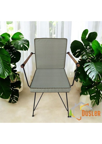 Yeşil Zikzak Desenli Yeşil Biyeli Sırtlı Sandalye Minderi 5 cm fırsatları