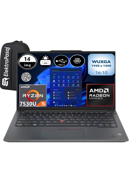 Thinkpad E14 Gen 5 21JR0009TX-EP2 Ryzen 5 7530U 32 GB Ram 512 GB SSD 14" Wuxga Windows 11 Pro Taşınabilir Bilgisayar + Elektropasaj Çanta fiyatları