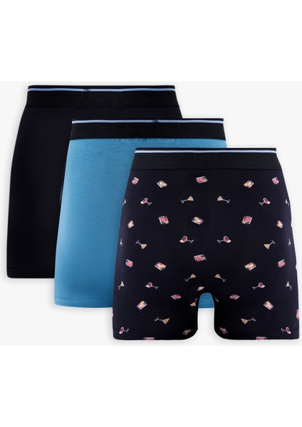 Yeni Sezon Desenli Pamuklu 3'lü Boxer Seti