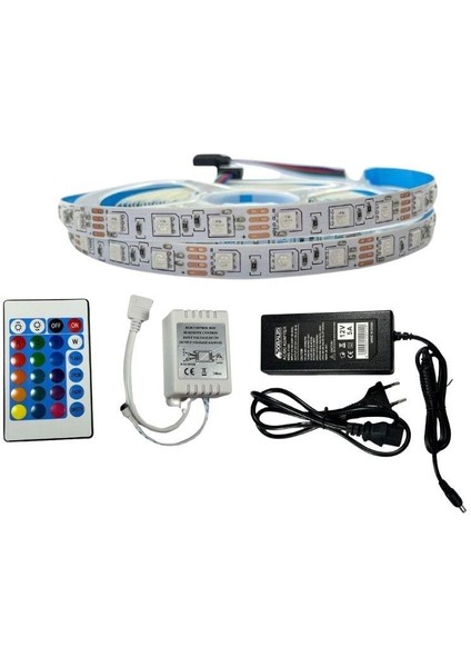 Ir Kumandalı Rgb Şerit LED Set 5050 Ledli 3çipli 10METRE IP20