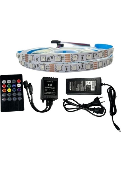Müzik Modlu Ir Kumandalı Rgb Şerit LED Set 5050 Ledli 3çipli 10METRE IP20