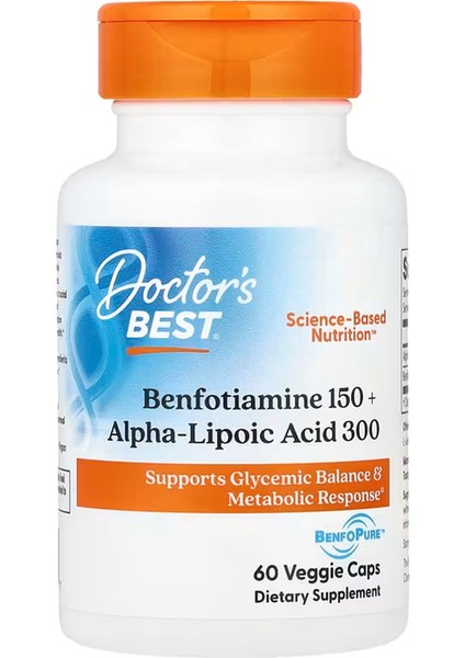 Doctor's Best, Benfotiamine 150 + Alpha-Lipoic Acid 300, 60 Veggie Capsul. 4044