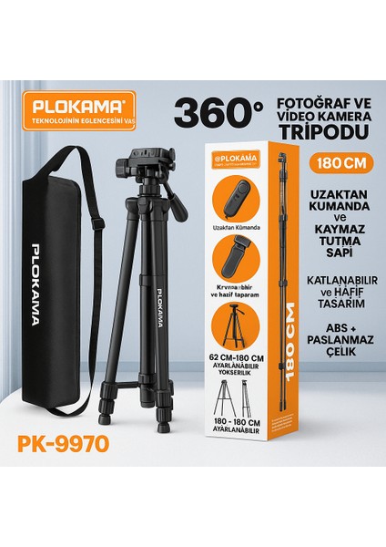 Professional Tripod PK-9970 360° Fotoğraf ve Video Kamera Tripodu Sabit ve Sarsılmaz