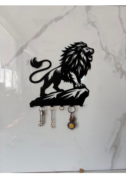Heybetli Kükreyen Aslan Kral Metal Duvar Anahtar Askısı Anahtarlık Ev Ofis Garaj Askılığı 23X23X2 cm fiyatları