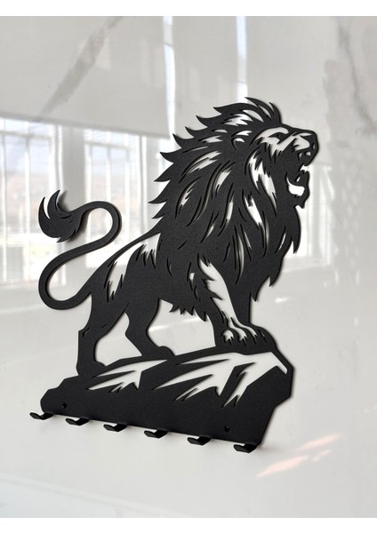 Heybetli Kükreyen Aslan Kral Metal Duvar Anahtar Askısı Anahtarlık Ev Ofis Garaj Askılığı 23X23X2 cm fırsatları