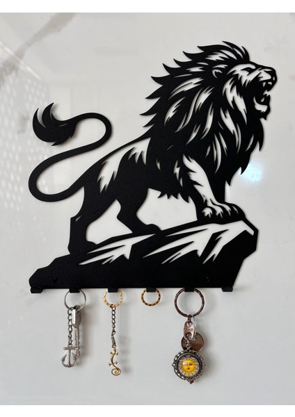 Heybetli Kükreyen Aslan Kral Metal Duvar Anahtar Askısı Anahtarlık Ev Ofis Garaj Askılığı 23X23X2 cm indirimleri