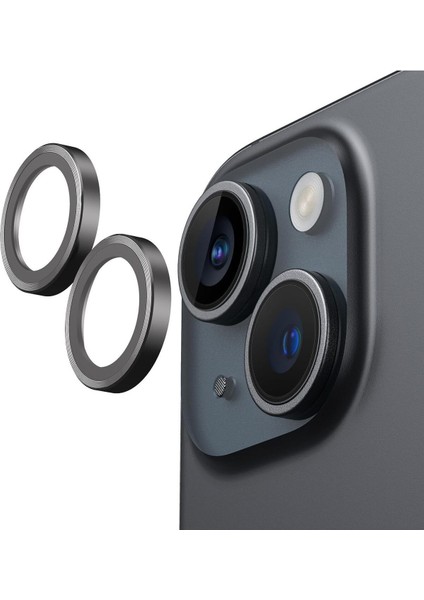 IPHONE 15 Plus / IPHONE 15 Uyumlu Safir Metal Çerçeveli Kamera Koruma Lensi
