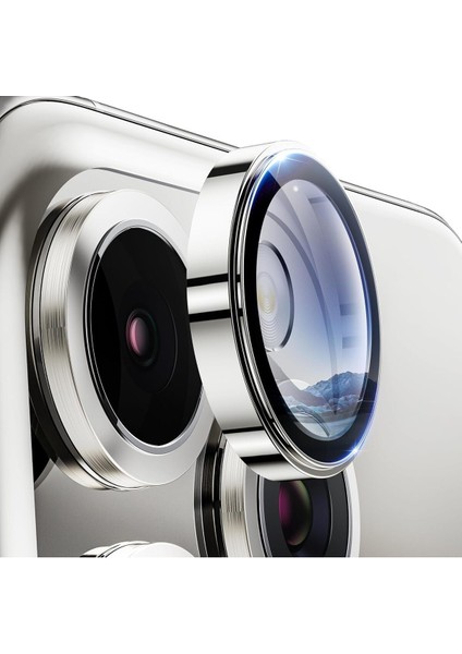 IPHONE 16 Promax / IPHONE 16 Pro Uyumlu Safir Metal Çerçeveli Kamera Koruma Lensi