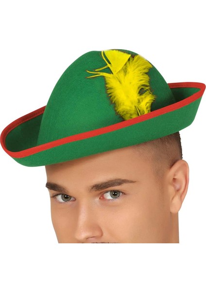 Yeşil Renk Robin Hood Şapkası Sarı Tüylü modelleri