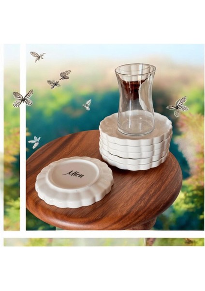 6'lı Istiridye Model Porselen Çay Tabağı