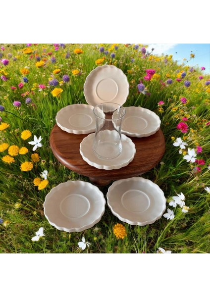 6'lı Istiridye Model Porselen Çay Tabağı modelleri