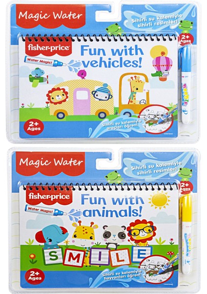 2li Set Sihirli Boyama Kitabı Araçlar ve Hayvanlar Özel Sulu Kalem ile Magic Water