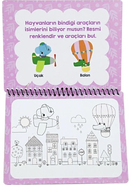 2li Set Sihirli Boyama Kitabı Araçlar ve Hayvanlar Özel Sulu Kalem ile Magic Water fiyatları