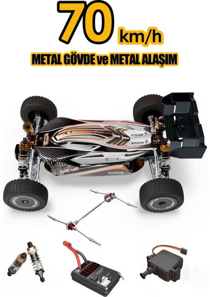 1:14 70 Km Hız Yapan Metal Gövde ve Alaşım Rc Araba Hunter 4x4 Fırçasız Motor Uzaktan Kumandalı Araba