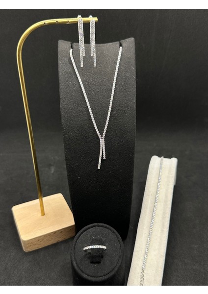 2 mm Press Su Yolu Y Kolye Ithal Gümüş Set