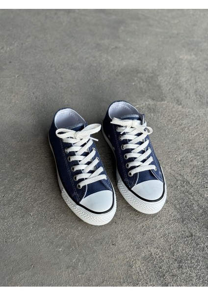 Melodi Kadın Lacivert Bağcıklı Klasik Sneaker – Günlük Kanvas Ayakkabı