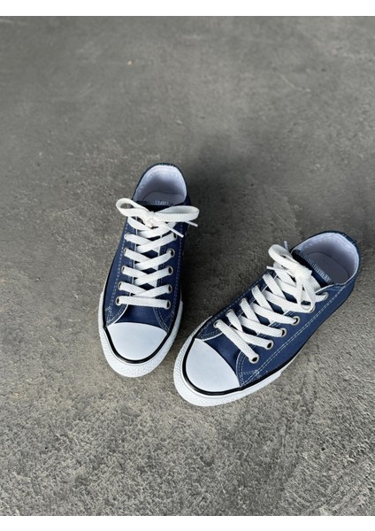 Melodi Kadın Lacivert Bağcıklı Klasik Sneaker – Günlük Kanvas Ayakkabı