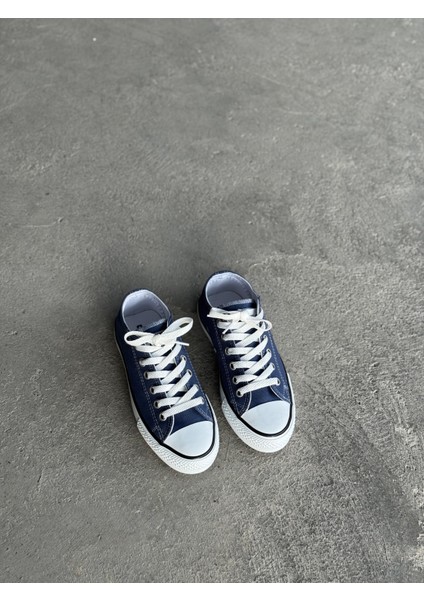 Melodi Kadın Lacivert Bağcıklı Klasik Sneaker – Günlük Kanvas Ayakkabı