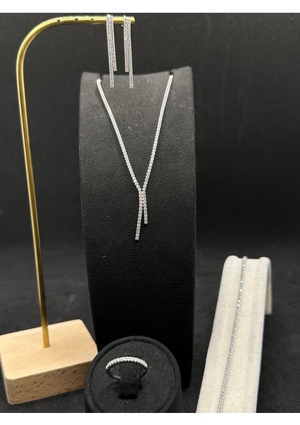 2 mm Press Su Yolu Y Kolye Ithal Gümüş Set