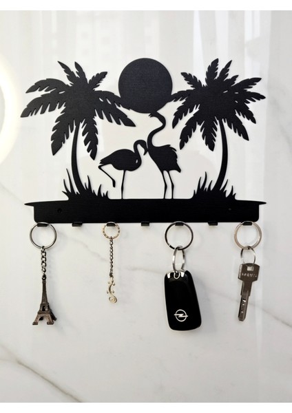 Flamingo Güneş Manzaralı Metal Duvar Anahtar Askısı Anahtarlık Summer ,vibe fiyatları