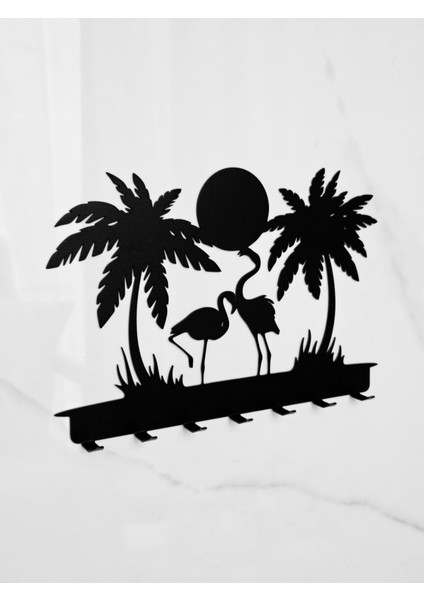 Flamingo Güneş Manzaralı Metal Duvar Anahtar Askısı Anahtarlık Summer ,vibe fırsatları