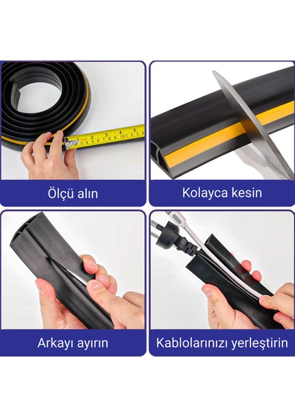 Esnek Kablo Kanalı Şeritli Siyah / GT-KK08 fırsatları