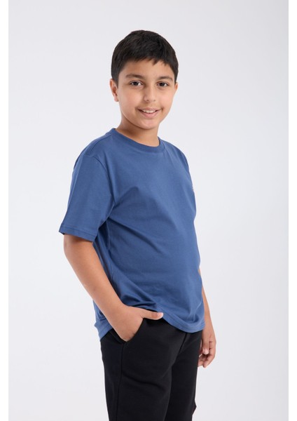 Erkek Çocuk Regular Fit Yarım Kollu T-Shirt Indigo modelleri