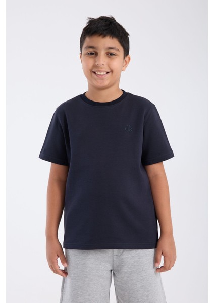 Erkek Çocuk Loose Fit Yarım Kollu T-Shirt Lacivert fırsatları