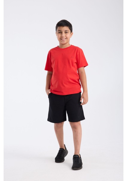 Erkek Çocuk Regular Fit Yarım Kollu T-Shirt Kırmızı