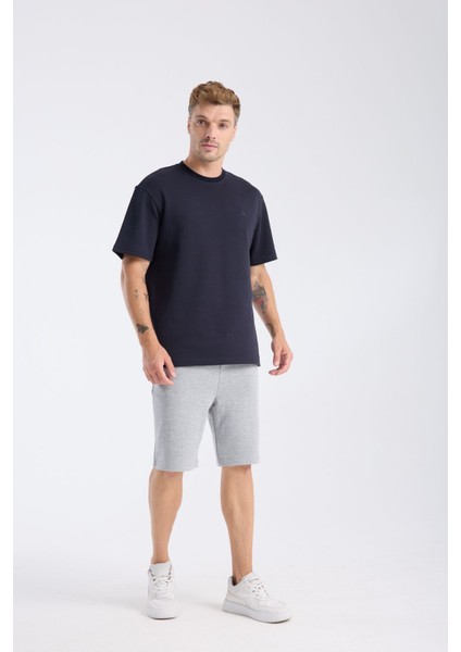 Erkek Loose Fit Yarım Kollu T-Shirt Lacivert fırsatları