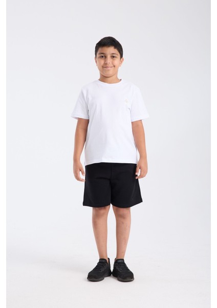 Erkek Çocuk Regular Fit Yarım Kollu T-Shirt Beyaz