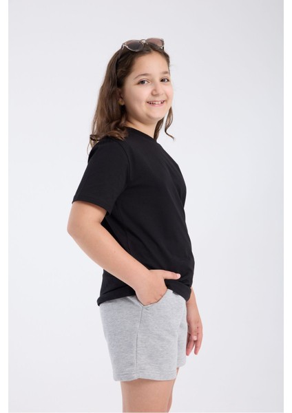 Kız Çocuk Regular Fit Yarım Kollu T-Shirt Siyah fiyatları