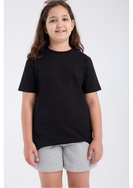Kız Çocuk Regular Fit Yarım Kollu T-Shirt Siyah modelleri