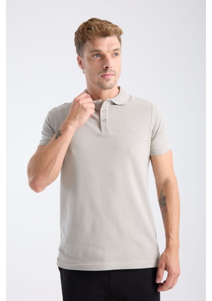 Erkek Regular Fit Polo T-Shirt Gri