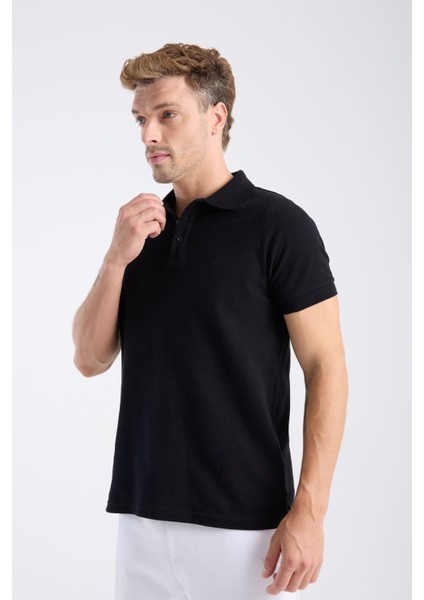Erkek Regular Fit Polo T-Shirt Siyah