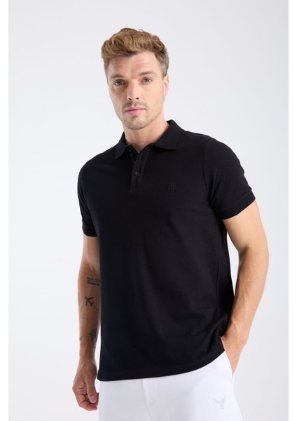 Erkek Regular Fit Polo T-Shirt Siyah fiyatları