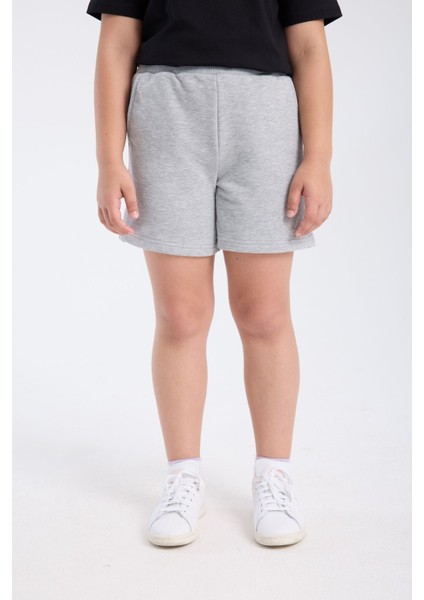 Kız Çocuk Sweat Short Gri Melanj