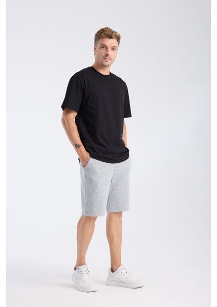 Erkek Loose Fit Yarım Kollu T-Shirt Siyah indirimleri