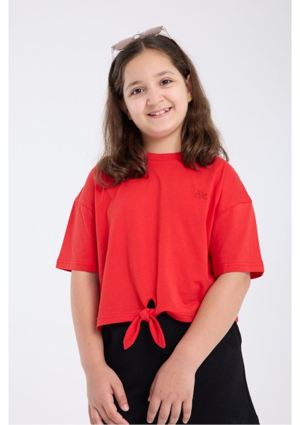 Kız Çocuk Crop Yarım Kollu T-Shirt Kırmızı fiyatları
