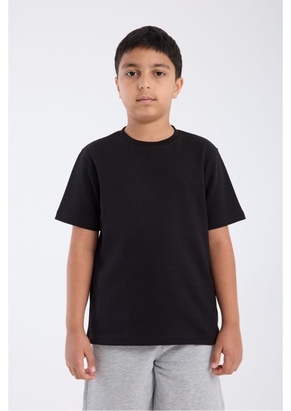Erkek Çocuk Loose Fit Yarım Kollu T-Shirt Siyah modelleri