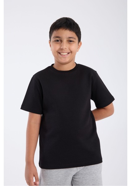 Erkek Çocuk Loose Fit Yarım Kollu T-Shirt Siyah indirimleri