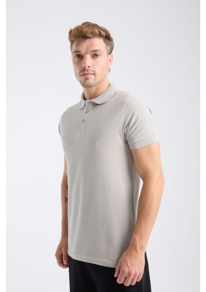 Erkek Regular Fit Polo T-Shirt Gri indirimleri