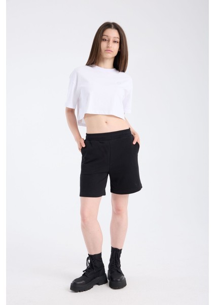 Kadın Crop Yarım Kollu T-Shirt Beyaz fiyatları